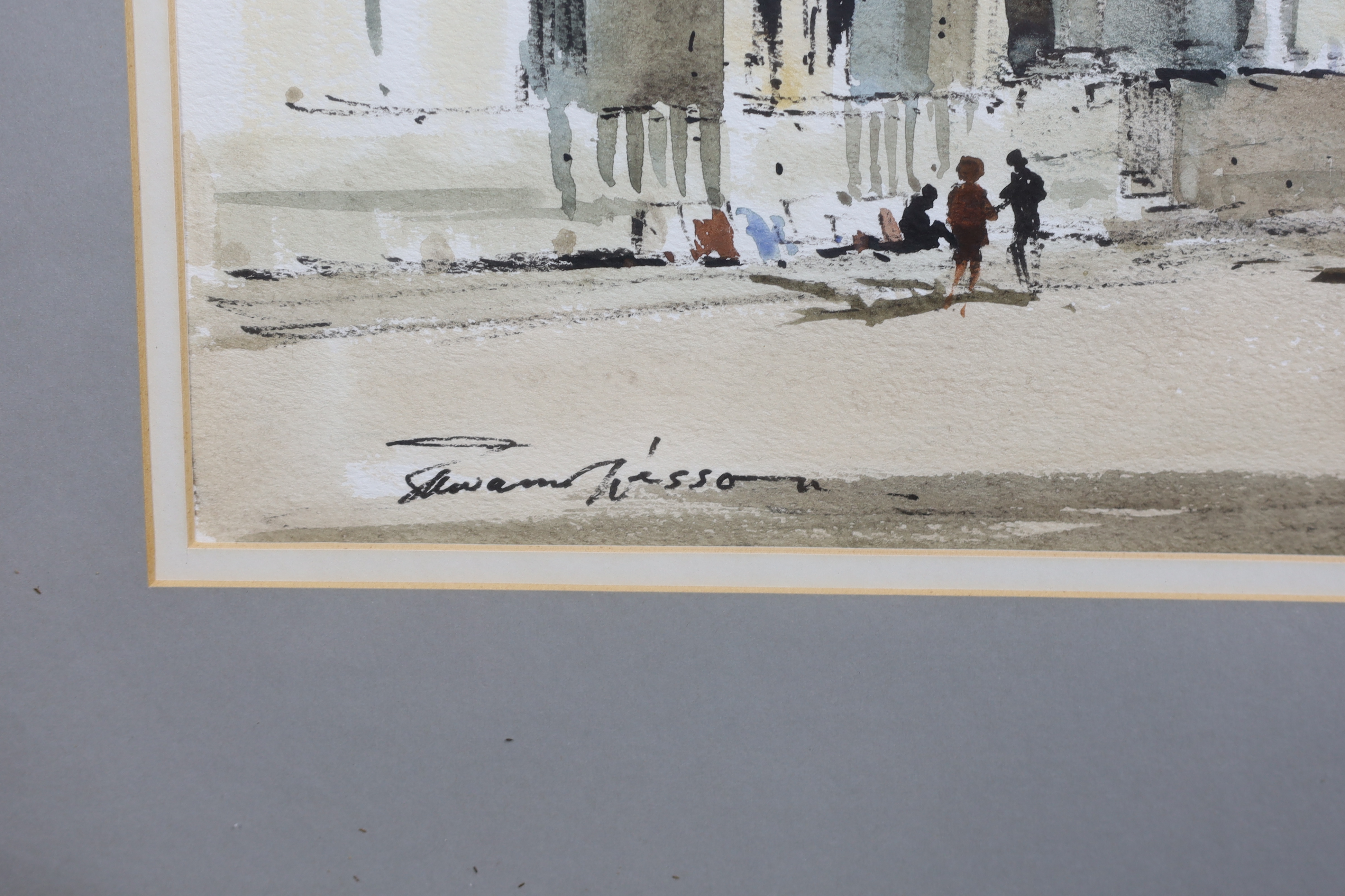 Edward Wesson (English, 1910-1983), ink and watercolour, National Gallery and St Martin's, signed, 32 x 49cm. Condition - fair to good